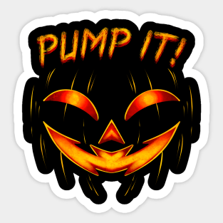 Scary Pumpkin Face Pump It On Halloween Sticker